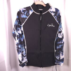 NWOT Layatone Womens XL Black and Blue Hawaiian Neoprene Wetsuit Top Jacket 3MM